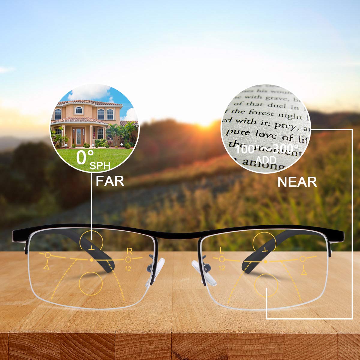 Sherum Titanium progressive far and near dual-use reading glasses